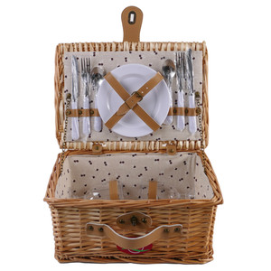 Bộ giỏ picnic mây đan giá rẻ dành cho 2 người, có lớp lót và nắp, bán buôn, thủ công, giỏ đựng đồ picnic bằng mây dành cho 2 người - Product Image 4