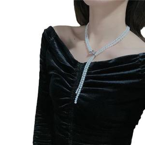 Collier clavicule en argent 925 avec pendentif en perle d'eau douce naturelle, perle ronde avec une forte luminosité, sans défaut, pour le style de la route - Product Image 5