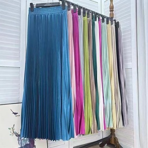 2024 Women Spring New Long Pleated Long <strong>Skirt</strong> <strong>Elastic</strong> High <strong>Waist</strong> Big Swing Solid Color A-line Women's Lady Elegant Half <strong>Skirt</strong> - Product Image 1