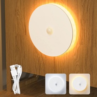 Lampe de bureau à induction, petite veilleuse circulaire, rechargeable par USB, LED sensible au corps humain, intensité réglable, éclairage intérieur