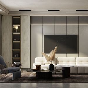 Modern Luxury LED <b>TV</b> Stand with Wall-Mounted Wooden <b>Cabinet</b> <b>Floating</b> Design for Apartment Living Rooms Portable Fits 65"+ <b>TVs</b> - Product Image 5