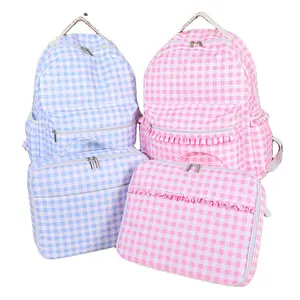 Personalised Gingham Backpack Matching Lunch Bag Monogrammed Canvas Toddler Backpack