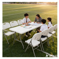Table pliante rectangulaire en polyéthylène HDPE de 72 pouces, robuste, pour usage commercial, barbecue, réunion, bureau, salle à manger