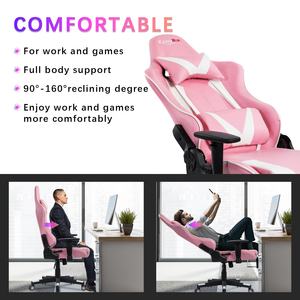 VANBOW Chaise de jeu en cuir PU rose-blanc pour filles Chaise pivotante élégante avec acier inoxydable Vente en gros - Product Image 2