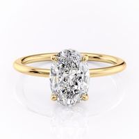 3CT Oval Kesim Dört Çatal Yüksek Yükseltilmiş Tektaş Laboratuvar Elması Nişan Yüzüğü 10K/14K/18K Som Altın VVS IGI Sertifikalı Özel CVD/HPHT