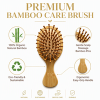 Brosse à cheveux en bambou naturel avec logo personnalisé, brosse à cheveux en bois écologique, brosse de massage du cuir chevelu, brosse démêlante professionnelle avec boîte