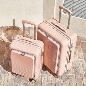 Valise à roulettes Yongsheng pour femme, 20 et 24 pouces, ouverture frontale, couleur macaron, bagage de voyage avec roues à 360 degrés - Product Image 1