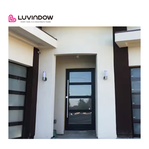 Cửa ra vào bằng nhôm hiện đại có cửa phụ bằng kính cường lực, chống bão, kiểu châu Âu - Product Image 2