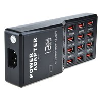 Hub de Carga USB de Escritorio con 12 Puertos, Entrada de CA, Enchufe de Pared para EE. UU., UE, Reino Unido y Australia, Base de Carga Rápida de 60 W para Teléfono Celular y Tableta