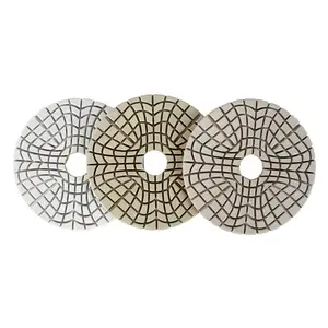 Almohadillas de 3 escalones de resina Blanca nueva fórmula de 100mm almohadillas de pulido flexibles de diamante para todas las piedras y cuarzo, herramientas abrasivas