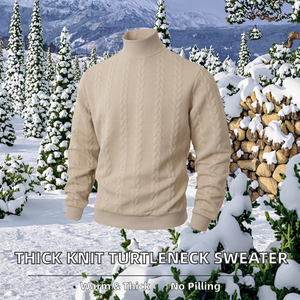 Vêtements de marque transfrontaliers européens et américains, pull à col roulé pour homme, tricoté, polyester/coton standard 280g, automne/hiver - Product Image 2