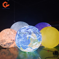 Ballon de Terre Gonflable à Éclairage LED Ballon Globe de Terre Hélium Accrocher Planète Terre Gonflable pour Décoration