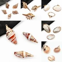 Pendentif Coquillage Naturel Comiya, Coquille d'Ormeau, Coquille Saint-Jacques à Bord Doré, pour Bijoux DIY, Bracelet, Carillon Éolien, Collier pour Femmes et Hommes