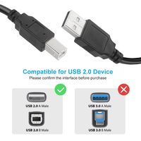 Câble d'imprimante USB2.0, USB-A mâle vers USB-B 2.0 mâle, cordon en amont compatible avec les lecteurs de disques durs externes, les scanners, les imprimantes