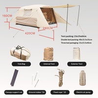 Tente pyramidale gonflable automatique pour le camping en plein air, double couche, quatre saisons, tissu Oxford, imperméable, protection solaire