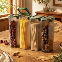 Contenants à pâtes en PET, boîte de rangement pour spaghetti, conteneurs de stockage de pâtes à couvercle hermétique, bocaux de stockage alimentaire carrés hermétiques