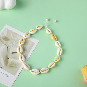 Natural <b>Seashell</b> <b>Necklace</b> Hand Woven With Waxed Thread Adjustable For Women Beach Style Jewelry - Product Image 3