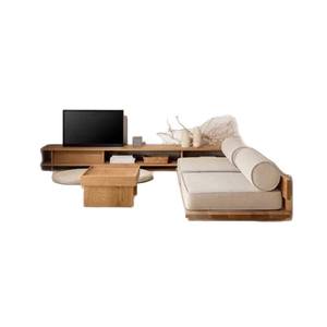 Sofá en Forma de L de Madera Maciza de Pino, Lacado en Blanco, Tapizado con Relleno de Espuma, Muebles para Sala de Estar - Product Image 5
