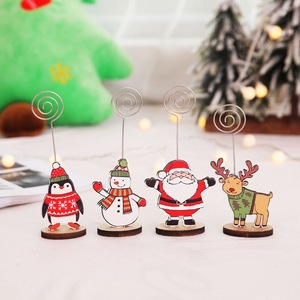 Porte-cartes en bois en forme d'animal de Noël, support créatif pour photos et mémos, décoration de fêtes - Product Image 1