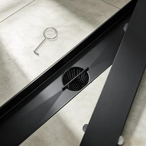 Drain de douche linéaire en acier inoxydable de 12 pouces, noir mat, 2-en-1, avec insert de carrelage et panier filtre à cheveux pour salle de bain - Product Image 2