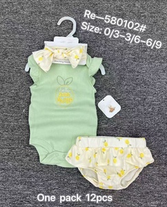 Nuevo Diseño de Verano, Conjunto Casual de 3 Piezas para Bebés Niñas, Mono de Manga Corta con Estampado a Cuadros, Transpirable, de Algodón y Poliéster, con Pantalones Cortos - Product Image 3