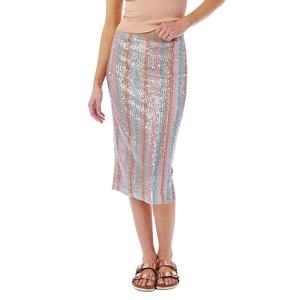 Falda de tubo a rayas personalizada para mujer, falda de ajuste favorecedor de cintura imperio con lentejuelas de arcoíris para ropa informal de verano - Product Image 2