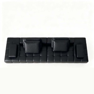 Sofá Laurence de Cuero Genuino para Sala de Estar, Sofá Grande de Piel de Vacuno de Primera Capa para Familias, Sofá Negro para Sala de Estar - Product Image 3