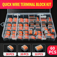 Assortiment de connecteurs à levier pour fils 28-12 AWG, kit de borniers isolés à raccordement rapide pour câblage électrique domestique