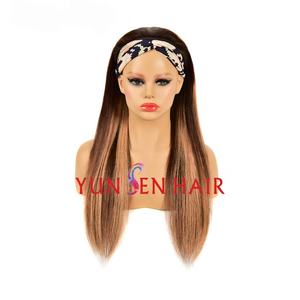 Perruque complète avec bandeau brillant effet piano |   Cheveux humains réels transfrontaliers |   Perruque longue et droite de style européen - Product Image 2