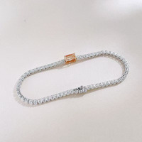 Bracelet en or jaune 18 carats avec diamants de laboratoire taille émeraude et motif étoile géométrique, bijoux fantaisie délicats pour femme, vente en gros