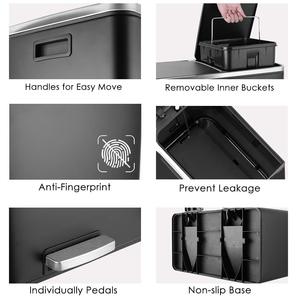 Thùng Rác Kép, Thùng Rác Bước 16 Gallon (2X30L), Thùng Rác Hai Ngăn Bằng Thép Không Gỉ Phân Loại Có Thể Tái Chế Thùng Rác - Product Image 5
