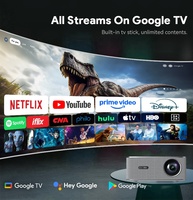 Proyector de Video Inteligente Nativo 1080P, Cine en Casa, Certificado por Google-TV, Películas, Juegos al Aire Libre, Reuniones, Proyector Inalámbrico 5G para Teléfono