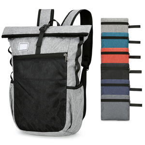 Roll Top Backpacks 46cm Foldable Laptop Backpack 15.5 Inch Heathered Mesh Pocket Internal Zip <b>Padded</b> Velcro Custom Logo 6 Colors - Product Image 1