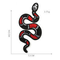 Patchs brodés en feutre non tissé, faits main, thermocollants, motif serpent rouge/doré, style mode, pour sacs