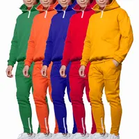Survêtements Orange de couleur unie de Logo fait sur commande pantalons longs et costumes de Jogging à capuche pour les hommes