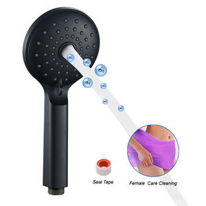 Cabezal de ducha de mano negro mate con función de burbujas para el cuidado femenino, material ABS seguro, portátil, función de lluvia - Product Image 1