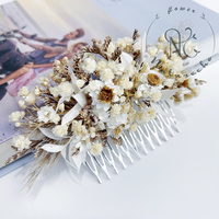 Sisir Pengantin Boho Buatan Tangan-100% Bunga Kering Alami Jepit Rambut Pabrik Yunnan Grosir Tahan Lama 3-5 Tahun untuk Pernikahan Natal