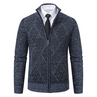 Automne hiver hommes pull décontracté chaud Cardigan manteaux avec capuche respirant tricoté veste fermeture à glissière motif décoration