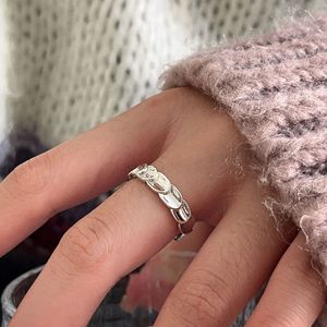 Silver Ruitai S925 Sterling Silver Korean Style Fish Scale Round <b>Ring</b> Open Design Unisex Fashion Jewelry Gift - Product Image 1