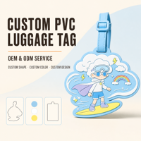 Étiquette de bagage souple en PVC personnalisée pour garçon surfeur, un identifiant de voyage au design unique, adapté aux valises et aux sacs à dos