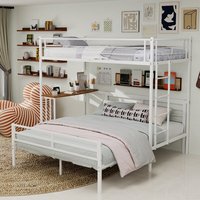 Lit superposé moderne double/grand format avec bureau intégré, garde-corps en acier inoxydable, durable, gain de place pour chambre d'enfants/adolescents, dortoir, ODM/OEM