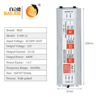 Alimentation à découpage LED extérieure étanche IP67 Bailide 12V 33.3A haute qualité à tension constante, 24V 16.6A, efficacité 85%