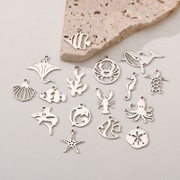 Breloques en acier inoxydable plaqué or PVD représentant des organismes marins (poisson, dauphin, hippocampe, requin, raie manta) pour la création de bijoux