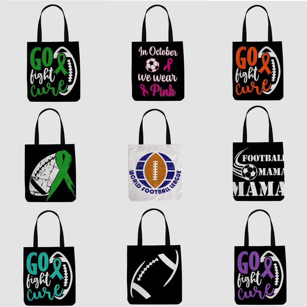 नई डिजाइन फैशन कस्टम DIY फुटबॉल पैटर्न पॉलिएस्टर foldable पुन: प्रयोज्य शॉपिंग बैग ले जाना
