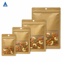 Sachet Kraft Imprimé avec Fenêtre et Fermeture Éclair pour Noix, Amandes, Noix de Grenoble, Mélange de Graines, Sachet Doypack Refermable avec Trou de Suspension