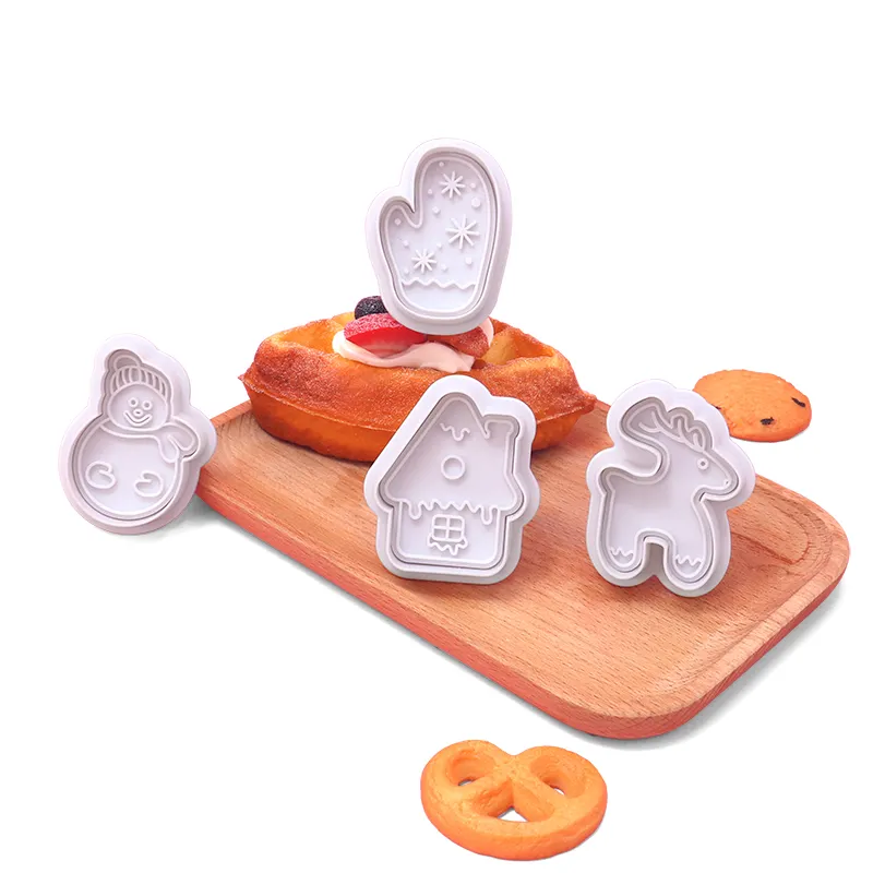 Novo estilo branco Natal bonito gingerbread man papai noel cookie cutter natal DIY molde