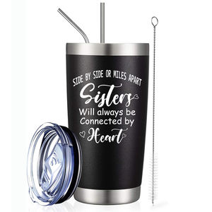 Miles <span class=keywords><strong>Apart</strong></span> Sisters Will Always Be Connected Heart Gobelet en acier inoxydable de 20oz Tasse à café de voyage isolée sous vide à double paroi - Product Image 2