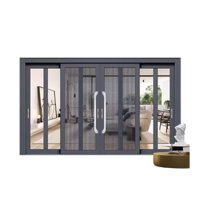 Three-Track Heavy-Duty Aluminum Sliding Door Double Tempered Glass Sound Insulation Narrow <b>Frame</b> <b>Large</b> Opening - Product Image 6