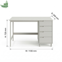 Bureau d'écriture en bambou durable avec 4 tiroirs de rangement pour petit bureau, bureau à domicile, appartement, mobilier de bureau