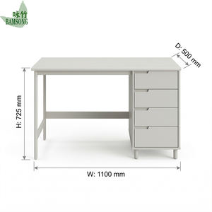 Escritorio de Oficina de Bambú Resistente con 4 Cajones de Almacenamiento para Oficina Pequeña, Oficina en Casa, Apartamento, Muebles de Oficina - Product Image 2